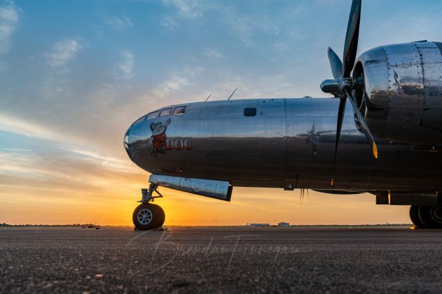 Boeing B-29 Superfortress (N69972) - The 1944 Boeing B-29 Superfortress "Doc" soaks up the morning sunrise on the Flying Legends Ramp at Ellington Field