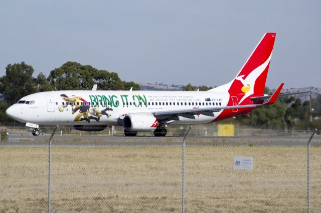 Boeing 737-800 (VH-VXG) - Rolling for take off on runway 05. Friday, 19th April 2013.