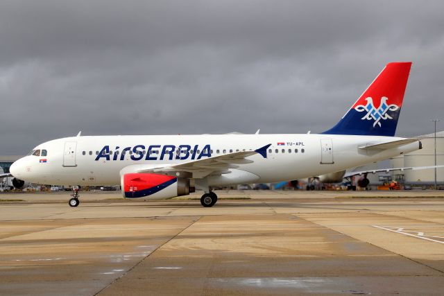 Airbus A319 (YU-APL) - Taxiing to Stand 219 on 29-Oct-21 operating flight ASL380 from LYBE.