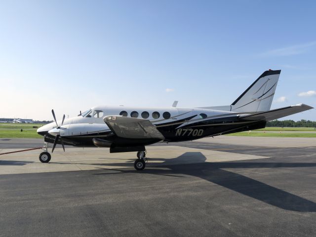 Beechcraft King Air 100 (N770D) - 6 July 2015. A very nice aircraft. -10 Garrett engines, refurbished cabin.