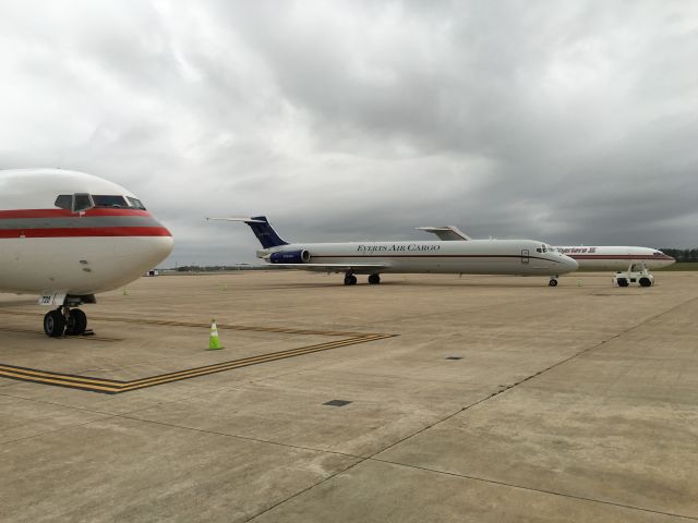 McDonnell Douglas MD-82 (N73444) - The MD-82 freighter surrounded by 727s. Some famous freighters at GSP!