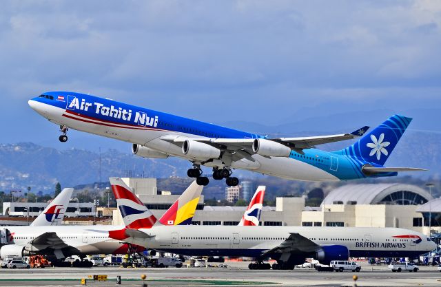 Airbus A340-300 (F-OSUN) - F-OSUN Air Tahiti Nui Airbus A340-313X (cn 446)  Los Angeles International Airport (IATA: LAX, ICAO: KLAX, FAA LID: LAX) TDelCoro April 11, 2012