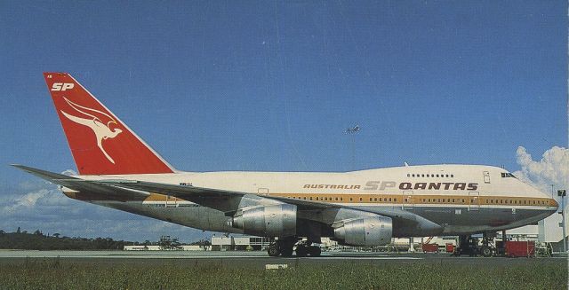 BOEING 747SP (VH-EAB) - scanned from postcardbr /qantas