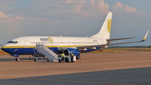 Boeing 737-800 (N749MA) - September 21, 2018, Nashville, TN -- I captured this Miami Air parked at the south cargo lot, and from the BNA Vultee Observation Area.  This was a Charter Flight that brought the Tampa Bay Lightning National Hockey League Team to play the Nashville Predators.