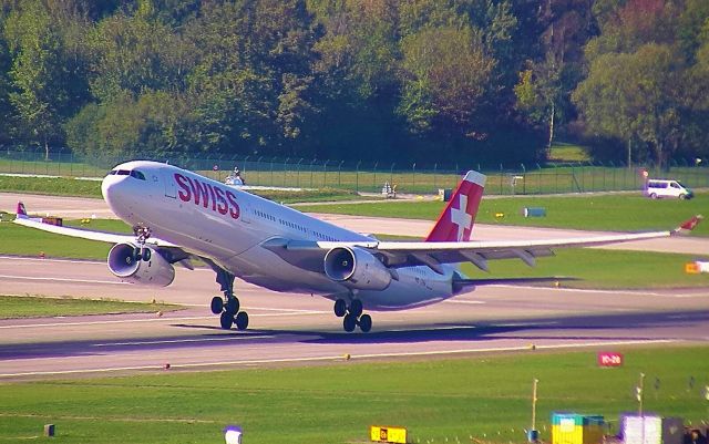 Airbus A330-300 (HB-JHM) - Lifting off for a flight to Montreal