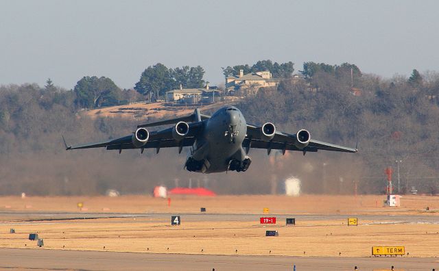 C17 — - A C-17 from the 172D Airlift Wing, Mississippi ANG lifts off of runway 25 at KFSM.