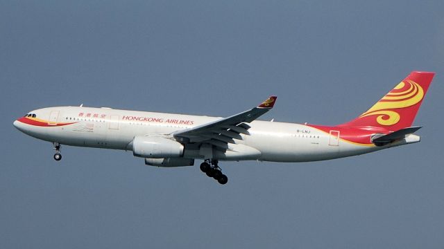 Airbus A330-200 (B-LNJ) - Approaching Chek Lap Koks 25R on a rare day with prevailing west winds