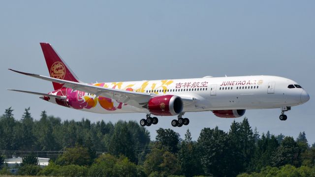 Boeing 787-9 Dreamliner (B20D1) - BOE984 from KPDX on final to Rwy 34L on 8.15.19. (ln 895 / cn 64316).