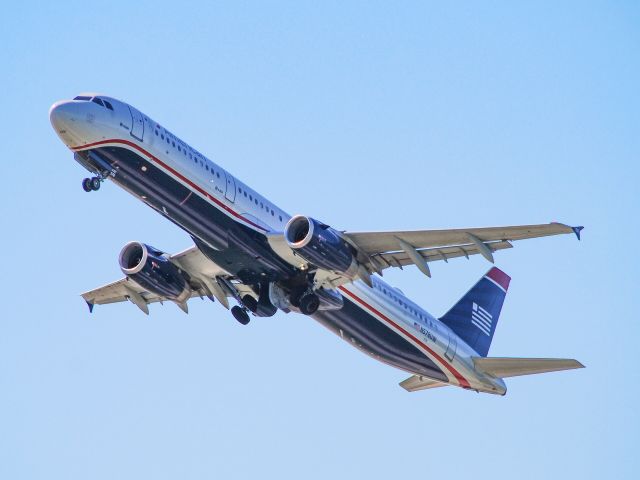 Airbus A321 (N578UW) - Retro American US Airways livery on the A321 departing CLT for CUN.  6/17/21.