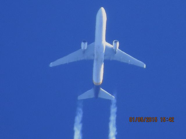 BOEING 767-300 (N326UP) - UPS flight 2984 from SDF to BFI over Baxter Springs Kansas (78KS) at 36,000 feet.