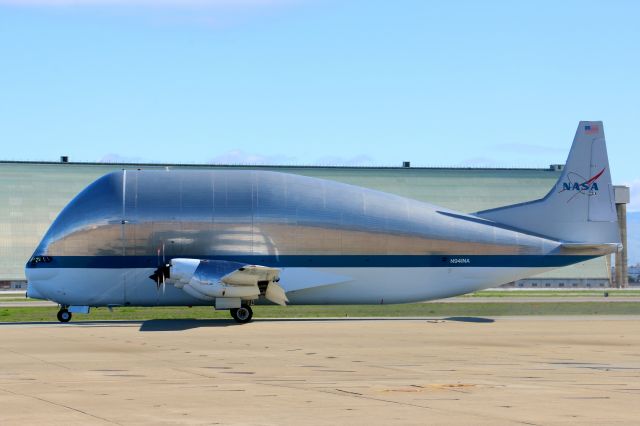 Aero Spacelines Super Guppy (N941NA) - Taxiing for takeoff at Moffett Federal Airfield Jan. 25, 2016.