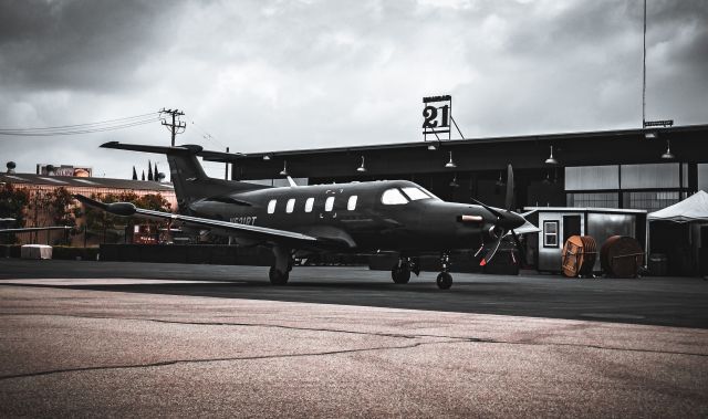 Pilatus PC-12 (N521RT) - PC12 parked on the ramp outside Hangar 21 at KFUL on 02/21/2023