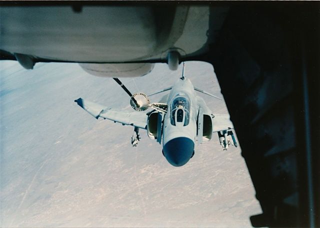 McDonnell Douglas F-4 Phantom 2 — - F-4 of VA-201 in the shadow of a KC-10 over eastern New Mexico fall 1985