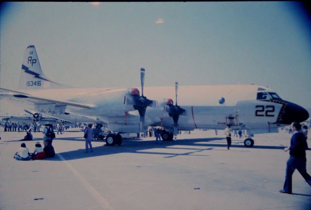 Lockheed P-3 Orion (15-3416) - KNUQ  Airshow P-3 Orion at Moffett Field mid 1980s.
