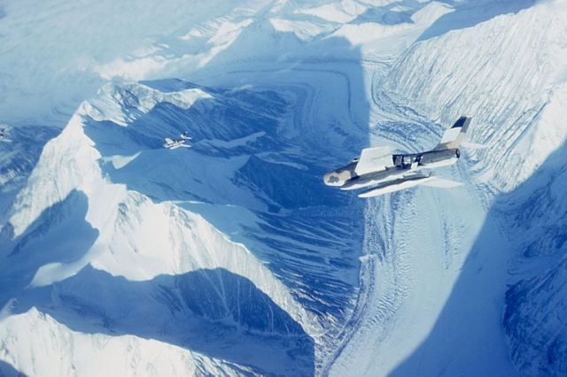 — — - 178th TFG F84Fs over Alaska. Nov, 1968. Speed brakes can be seen deployed