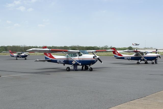 Cessna Skyhawk (N538C) - A portion of the Arkansas Wing fleet on the ramp during a SAR Exercise. N538C, C172P has since been transferred to New Mexico. N800P, C182R has been retired and sold. N971CP and N270CP (taking off) both C182T's still active. 