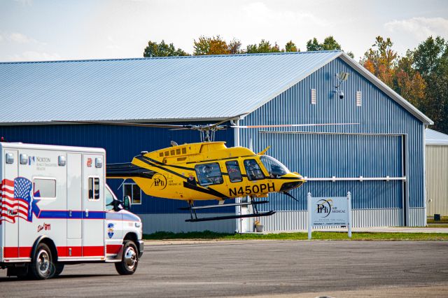 Bell 407 (N450PH) - DEPARTING FROM MADISON WITH A GROUND PATIENT TRANSPORT