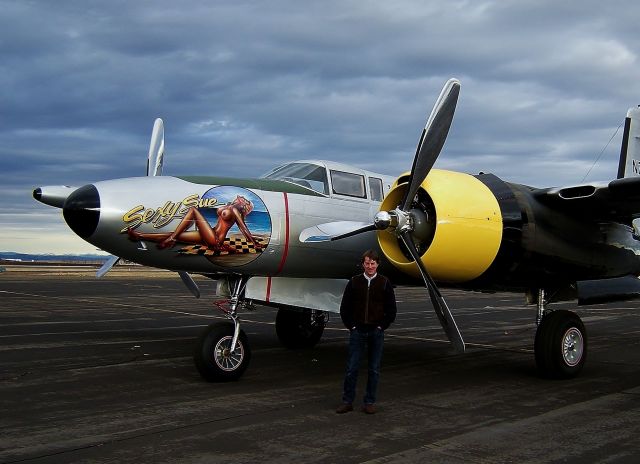 Douglas A-26 Invader (N7079G) - Peter and his A-26.  At Grangeville, Idaho on December 17, 2014.