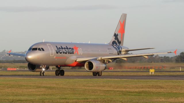 Airbus A320 (VH-VFJ) - A rare angle after a rejected takeoff on 23L.