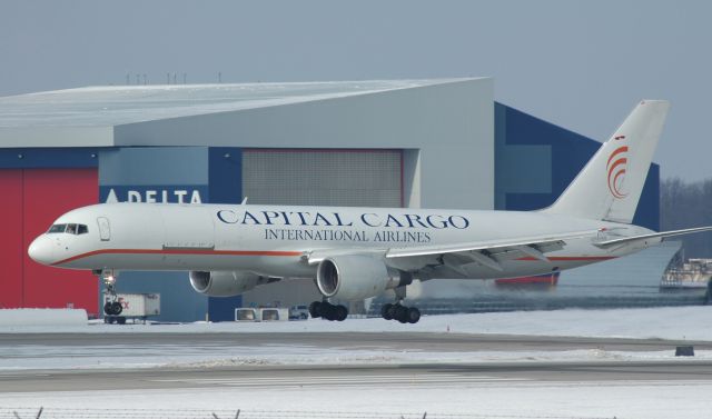 Boeing 757-200 (CCI106) - Capital Cargo  Boeing 757-200 from Miami landing on 18 left a few days after a snow storm came trough the Northen Kentucky area, this is the first time that i have had the chance to get a picture of this 1 at KCVG