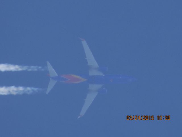 Boeing 737-800 (N8643A) - Southwest Airlines flight 1460 from BWI to SAN over Southeastern Kansas at 34,000 feet.