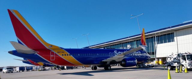 Boeing 737 MAX 8 (N8714Q) - My first MAX sighting just arriving after a flight from HOUbr /br /12/16/18