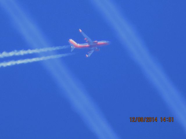 Boeing 737-700 (N235WN) - Southwest Airlines flight 805 from PHX to CLE over Southeastern Kansas at 39,000 feet.