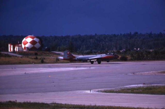 — — - USAF Canberra EW landing at CFB North Bay Canada.