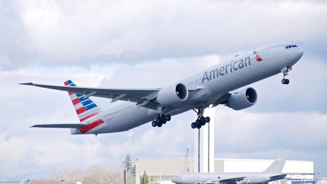 BOEING 777-300 (N725AN) - AAL9671 on rotation from Rwy 16R for a reposition flight to MIA and a return to service on 3.9.18. (ln 1122 / cn 41666). The aircraft was at ATS for maintenance.