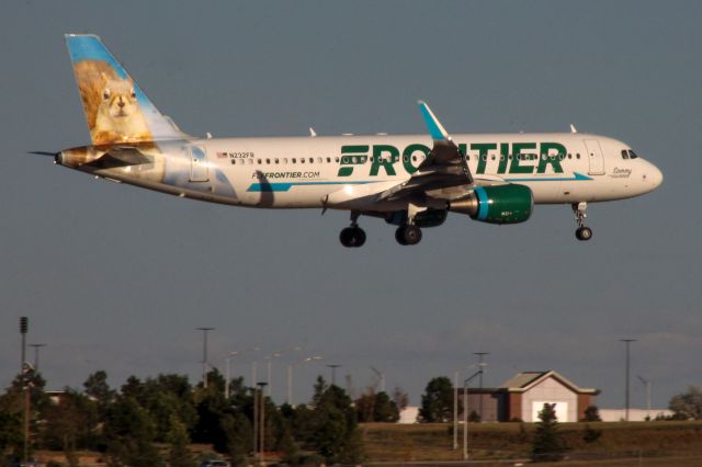 Airbus A320 (N232FR) - Frontier 2825 short final from Atlanta, GA.