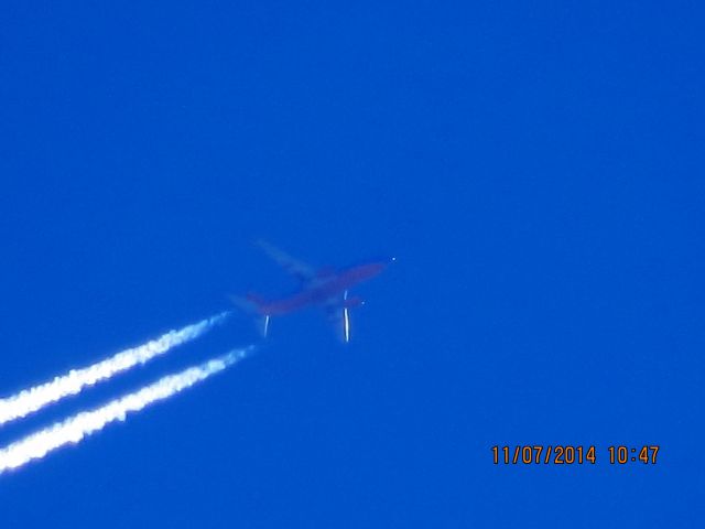 Boeing 737-700 (N766SW) - Southwest Airlines flight 691 from STL to OKC over Southeastern Kansas at 40,000 feet.