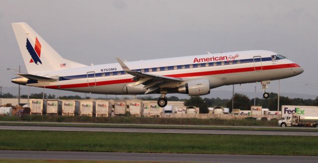 Embraer 170/175 (N760MQ) - An Embraer ERJ-170 in American Eagle Heritage Livery arriving 18L at Carl T. jones Field, Huntsville International, AL - around 7pm CDT August 27, 2021.