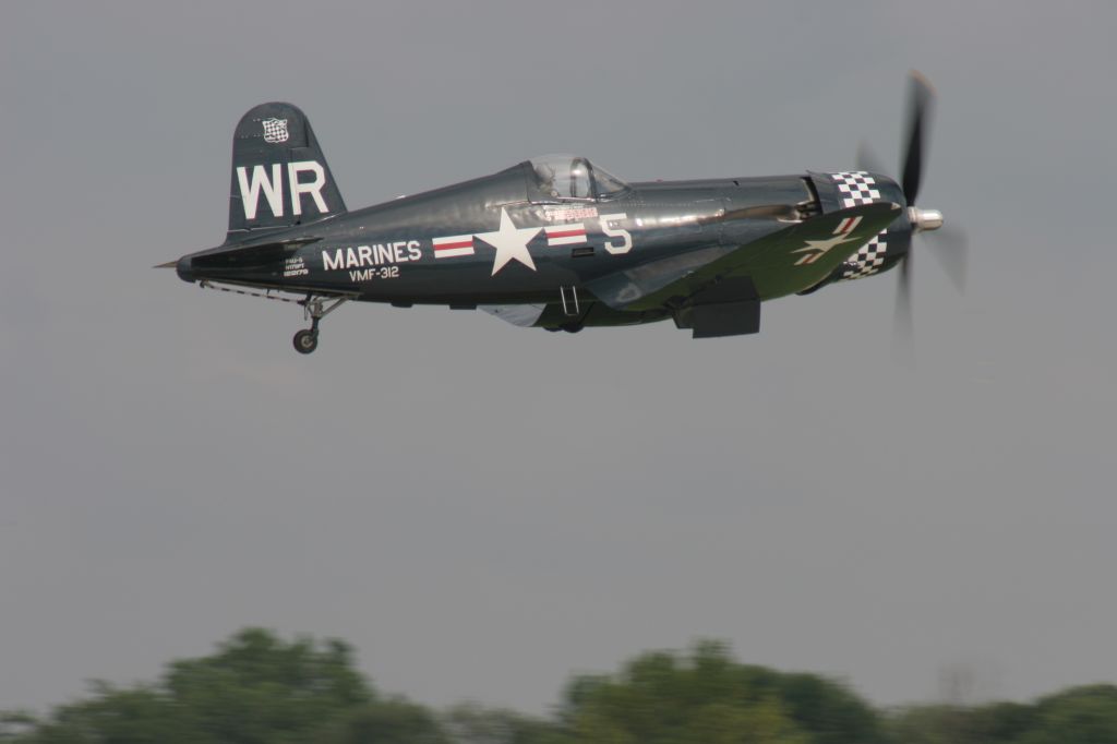 — — - Navy F 4 U Corsair Departs Runway 18 EAA Oshkosh