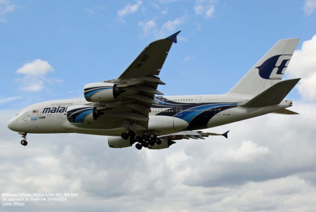 Airbus A380-800 (9M-MNF) - Taken on approach to 27R at Heathrow