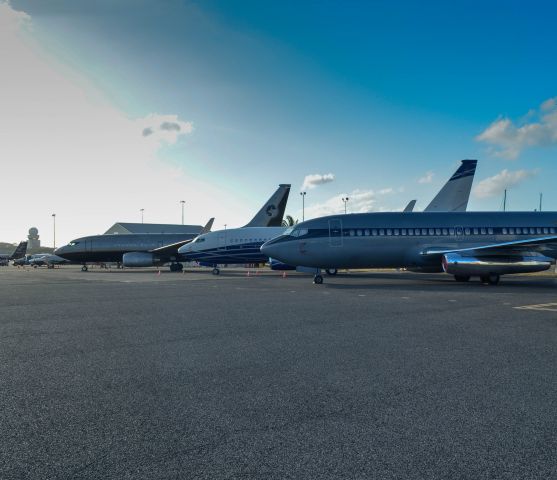 Boeing 737-700 (VP-BRT) - Three private B737 parked next to each other.