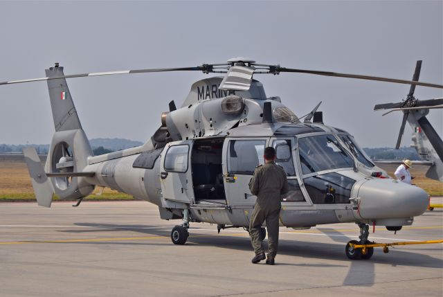 ANX2156 — - Airbus Helicopters AS565MBe Panther ANX-2156 MSN 7023 of Mexican Naval Aviation (FAN) on display during the open day in trade show "FAMEX 2019" at Santa Lucia AB (04/2019).