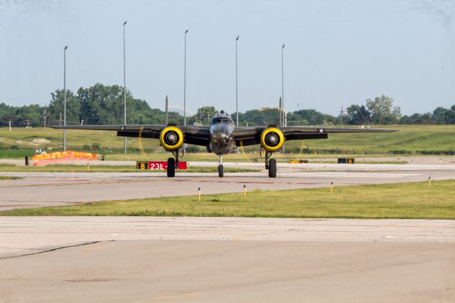 North American TB-25 Mitchell (N3774) - B-25D "Rosie Reply" turning onto Txwy Bravo after a flight from Reading, PA after participating in WWII Weekend. 