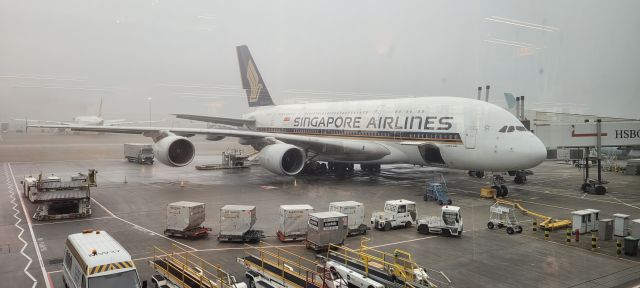 Airbus A380-800 — - Singapore Airlines Airbus A380 at London Heathrow International Airport returning to Singapore Changi International Airport.