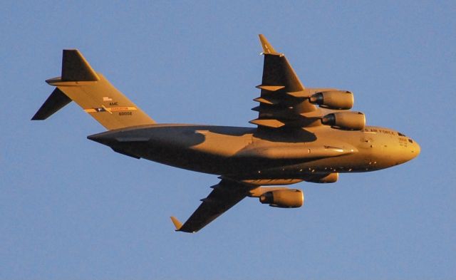 Boeing Globemaster III (N60002) - A USAF C-17, callsign TURTLE2, doing touch and goes on a beautiful evening.  12/10/20.