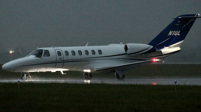 Cessna Citation CJ3 (N1UL) - The local CitationJet taxiing back to its hangar in the pouring rain. br /br /N1UL. 2022 Cessna 525B Citation CJ3+. Urschel Laboratories. 6/13/22. 