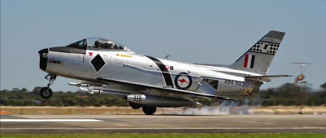 North American F-86 Sabre (VH-IPN) - Built in Australia in 1957 by the Commonwealth Aircraft Corporation and Served the RAAF until 1971. She was then transferred to the Royal Malaysian Air Force until 1976 and then rescued from her fate and brought back home and into RAAF hands where she was put on display in Richmond and later Point Cook.br /In 2006 she was transported to the Temora Aviation Museum and restrored to flying condition re-taking to the skies in 2009.br /br /<a href="a rel=nofollow href=http://www.aviationmuseum.com.au/aircraft_colection/sabre/index.html&quothttp://www.aviationmuseum.com.au/aircraft_colection/sabre/index.html"/a; rel="nofollow">a rel=nofollow href=http://www.aviationmuseum.com.au/aircraft_colection/sabre/index....</a&gtwww.aviationmuseum.com.au/aircraft_colection/sabre/index....</a>/a;