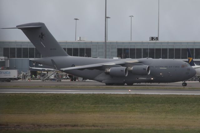Boeing Globemaster III (A41209) - Royal Australian Air Force Boeing C-17 preparing to take off runway 05 to Brisbane after dropping off some members at Adelaide. This is the first time I've seen one, and seeing at an international airport.