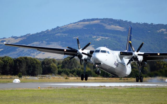 Fokker Maritime Enforcer (VH-FKV) - Alliance F50 landing RWY 14 Flinders Island, Mar 2017