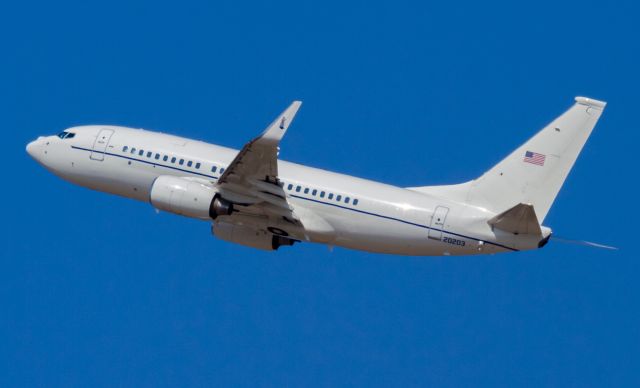 Boeing 737-700 (N20203) - USAF C-40C departing Boise Airport.