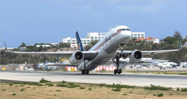 Boeing 757-200 (N1902S) - Amerijet International latest edition Boeing 757-200 N1902S rotating on takeoff how low can you goð