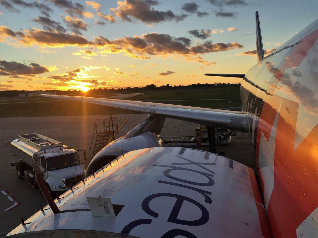 Airbus A300F4-600 (N671FE) - Late Summer Sun setting on the fuselage of FedEx "Caleb".br /br /Cargo and refueling operations underway. 