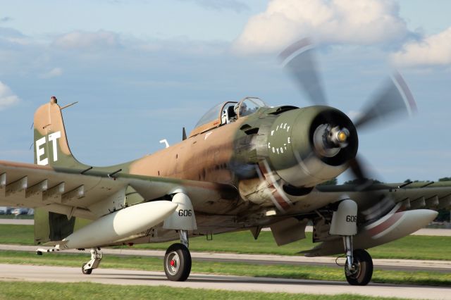 Douglas AD Skyraider (N39606) - Skyraider at Sunset EAA Oshkosh.