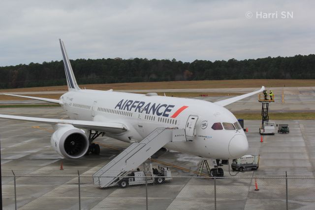 Boeing 787-9 Dreamliner (F-HRBE) - Taken on December 3, 2023, at the RDU Observation Deck. This was when the Air France 787-9 struck a light pole while taxiing in Raleigh-Durham. Air France and RDU maintenance crew working to get this bird back to Paris-CDG.