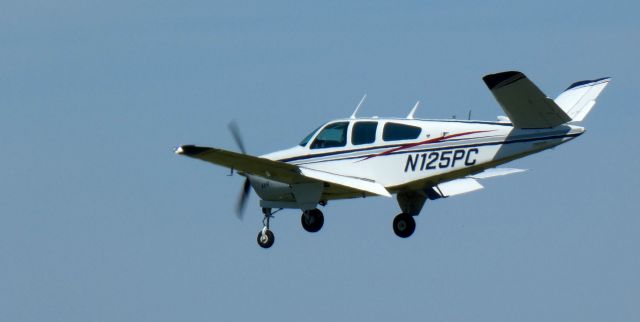 Beechcraft 35 Bonanza (N125PC) - About to touch down is this 1978 Beechcraft V35 Bonanza in the Summer of 2023.