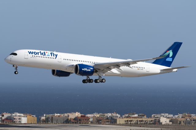 Airbus A350-900 (EC-NTB) - Tenerife Sur - Reina Sofia (TFS / GCTS) - Spainbr /br /Photo taken: June 10, 2022br /br /Operator: World2Flybr /Type: Airbus A350-941br /Registration: EC-NTBbr /Serial: 559